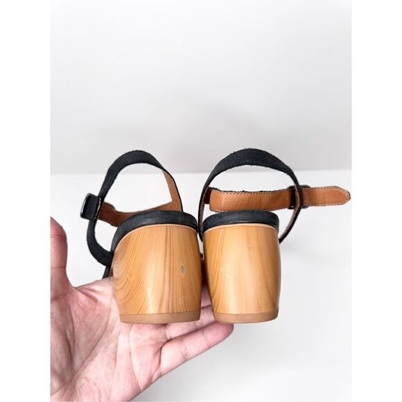 Lucky Brand Sandals Size 6 Black Leather Braided Open‎ Toe Block Heel - Picture 6 of 8